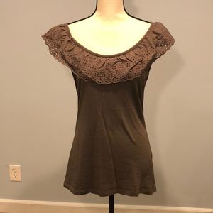 Lace Ruffle Neck Tank Top